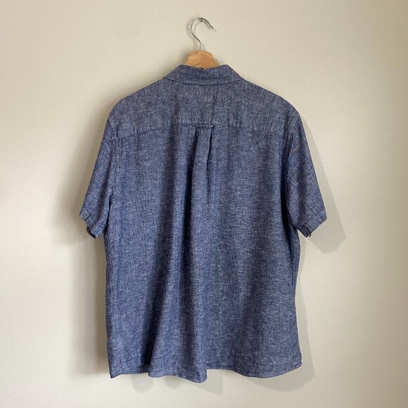 Men's XL EVEN TIDE Heather Blue Short Sleeve Button Down - Picture 5 of 5